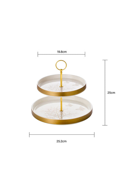 Suport Prăjituri Etajat din Porțelan, 2 Niveluri, 25 cm - Lifetree collection