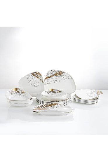 Set Serviciu Masă 20 Piese Formă Asimetrică, Portelan Premium, 6 Persoane - Sprinkles Collection