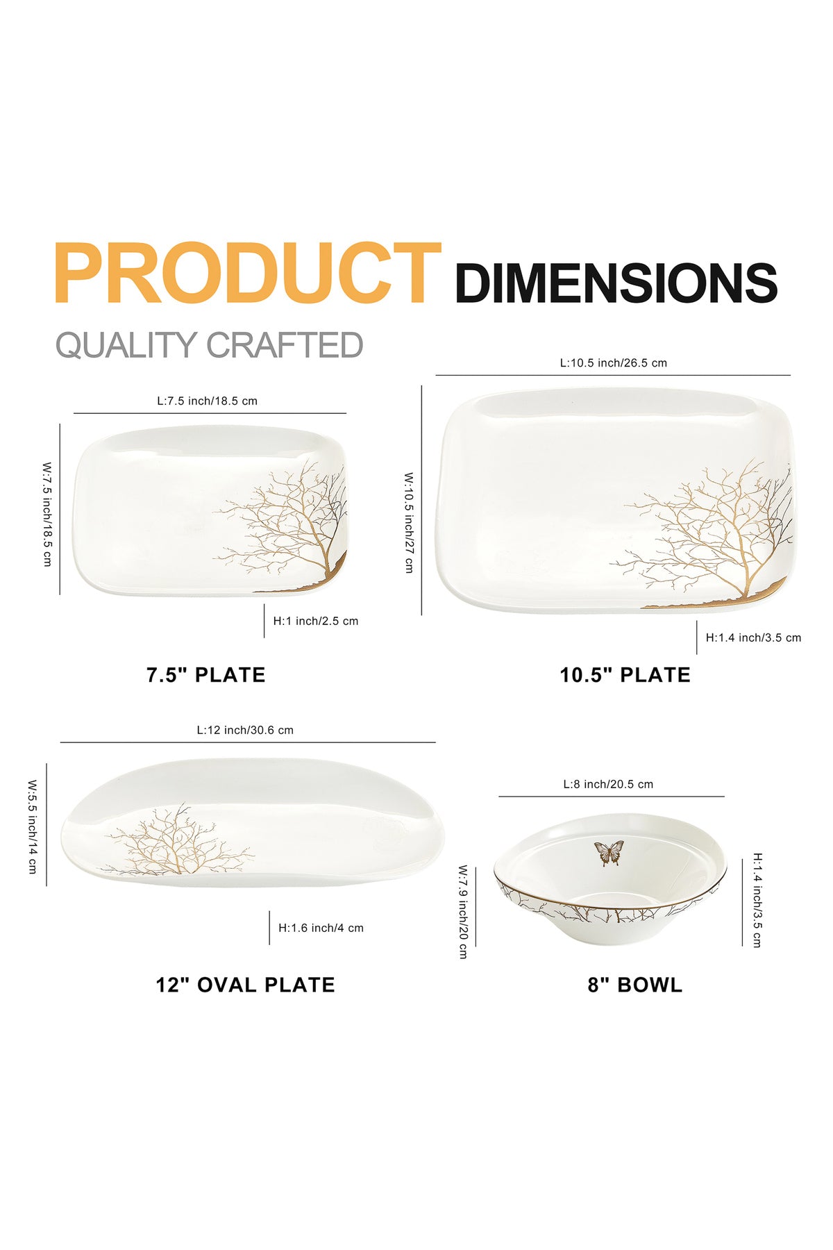 Set Serviciu Masă 20 Piese Pătrat, Portelan Premium, 6 Persoane - Lifetree Collection