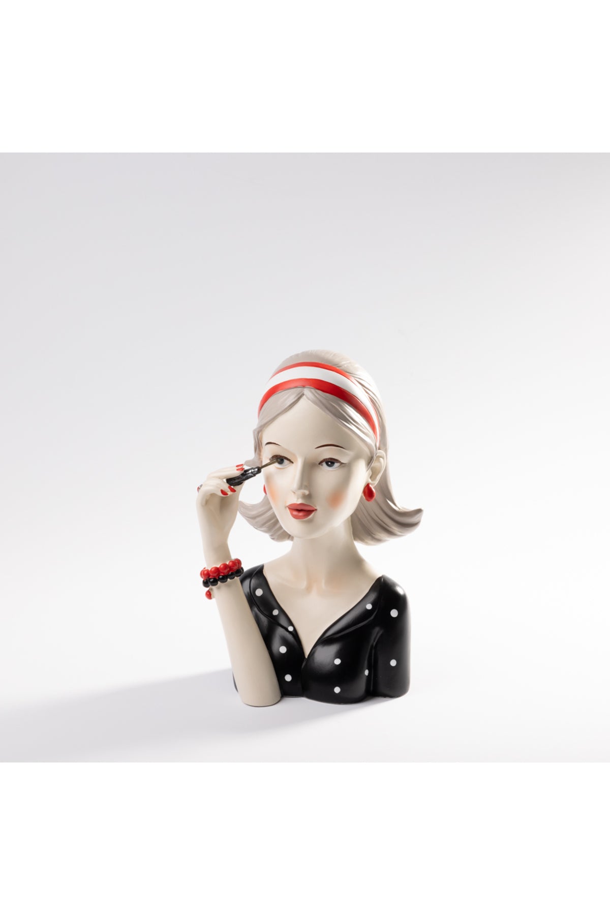 Statuetă decorativă femeie cu bandană roșie, 27 cm