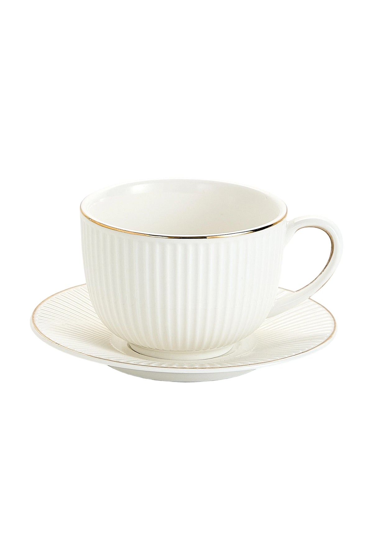 Set de 2 cești cu 2 farfurioare, porțelan, 190 ml - royal alb