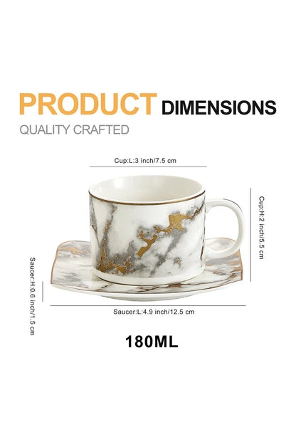 Set de 2 cești cu 2 farfurioare, 180 ml - Marmura