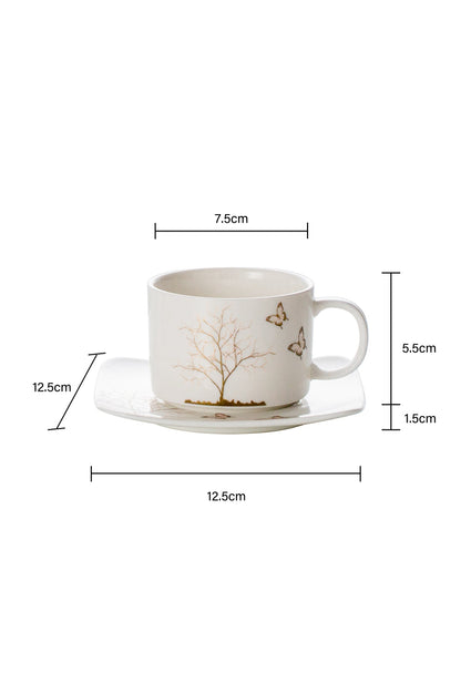Set de 6 cești cu 6 farfurioare, 180 ml - Lifetree Collection