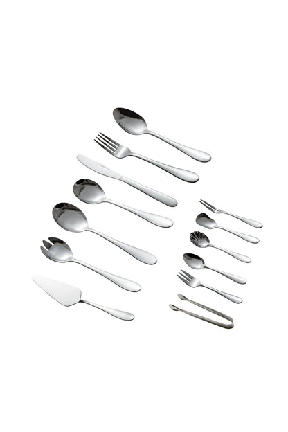 Set Tacâmuri 70 Piese pentru 12 persoane, Inox Premium– Argintiu Set Complet cu Accesorii de Servire
