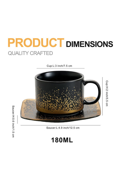Set de 2 cești cu 2 farfurioare, 180 ml - Negru - Snowing Collection