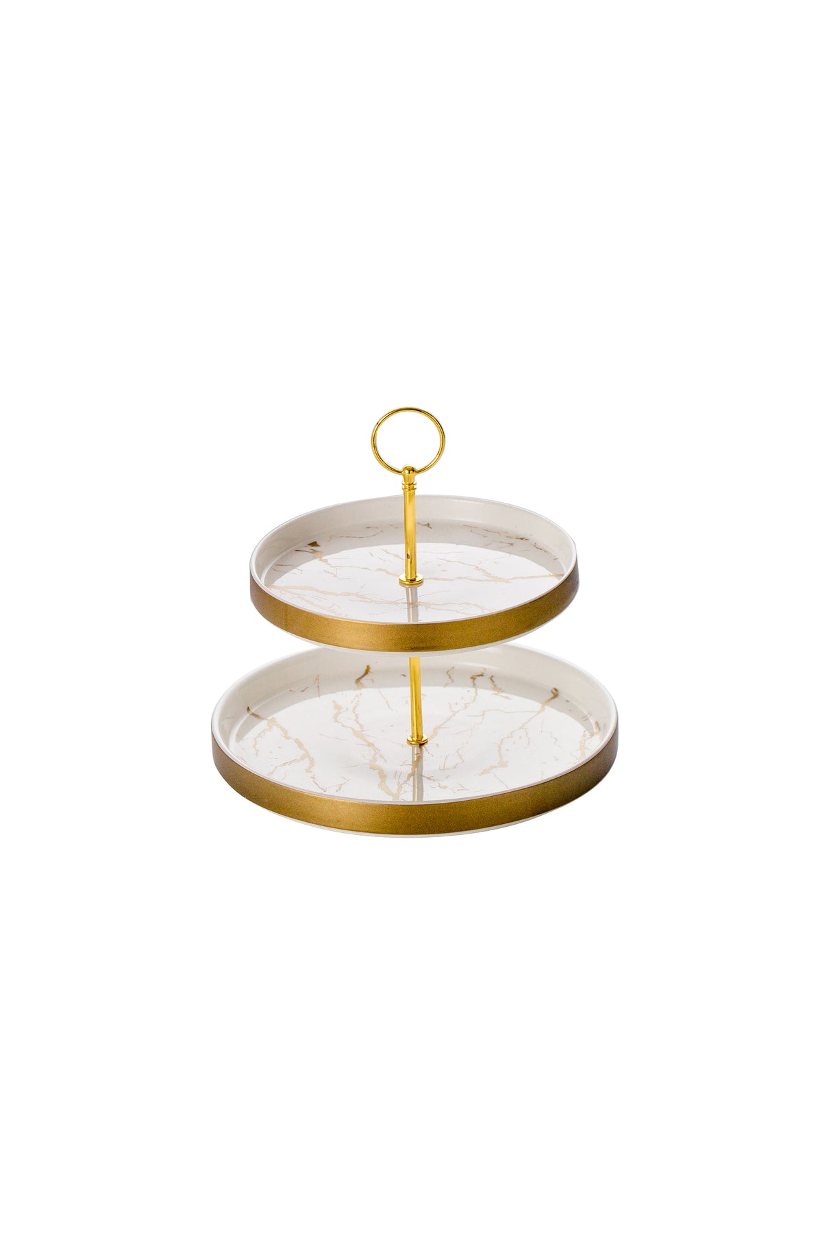Suport Prăjituri Etajat din Porțelan, 2 Niveluri, 25 cm - Marble collection