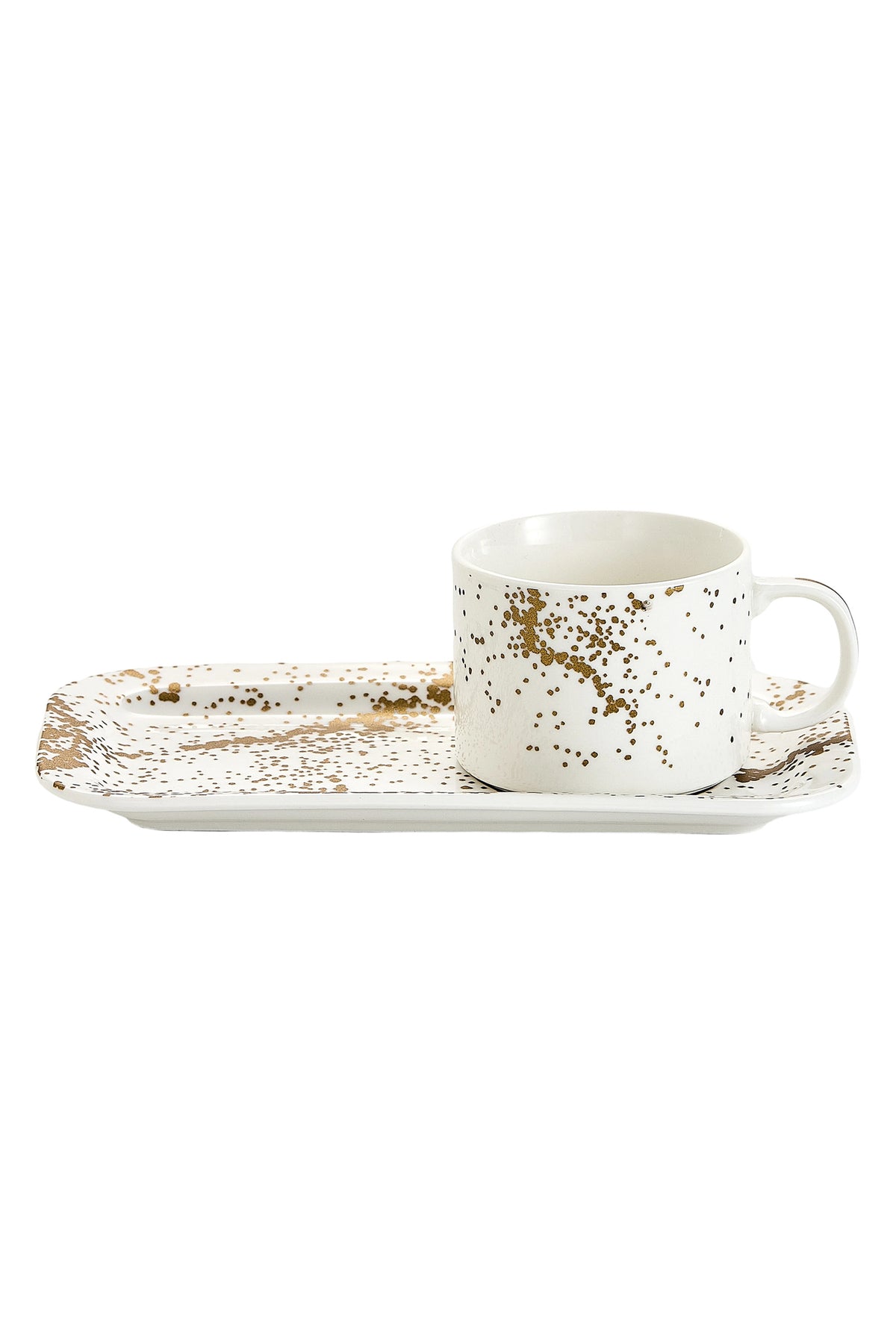 Set de 6 cești cu 6 farfurioare platou dreptunghiular, porțelan, 180 ml - Sprinkles collection