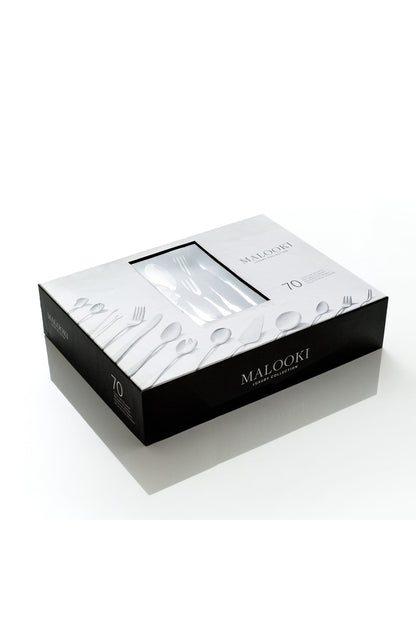 Set Tacâmuri 70 Piese pentru 12 persoane, Inox Premium– Argintiu Set Complet cu Accesorii de Servire