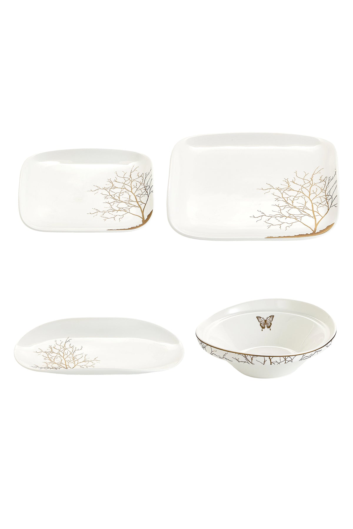 Set Serviciu Masă 20 Piese Pătrat, Portelan Premium, 6 Persoane - Lifetree Collection