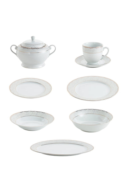 Serviciu de Masă 12 Persoane Golden Heritage din Porțelan 64 Piese, Design Clasic Oriental Auriu