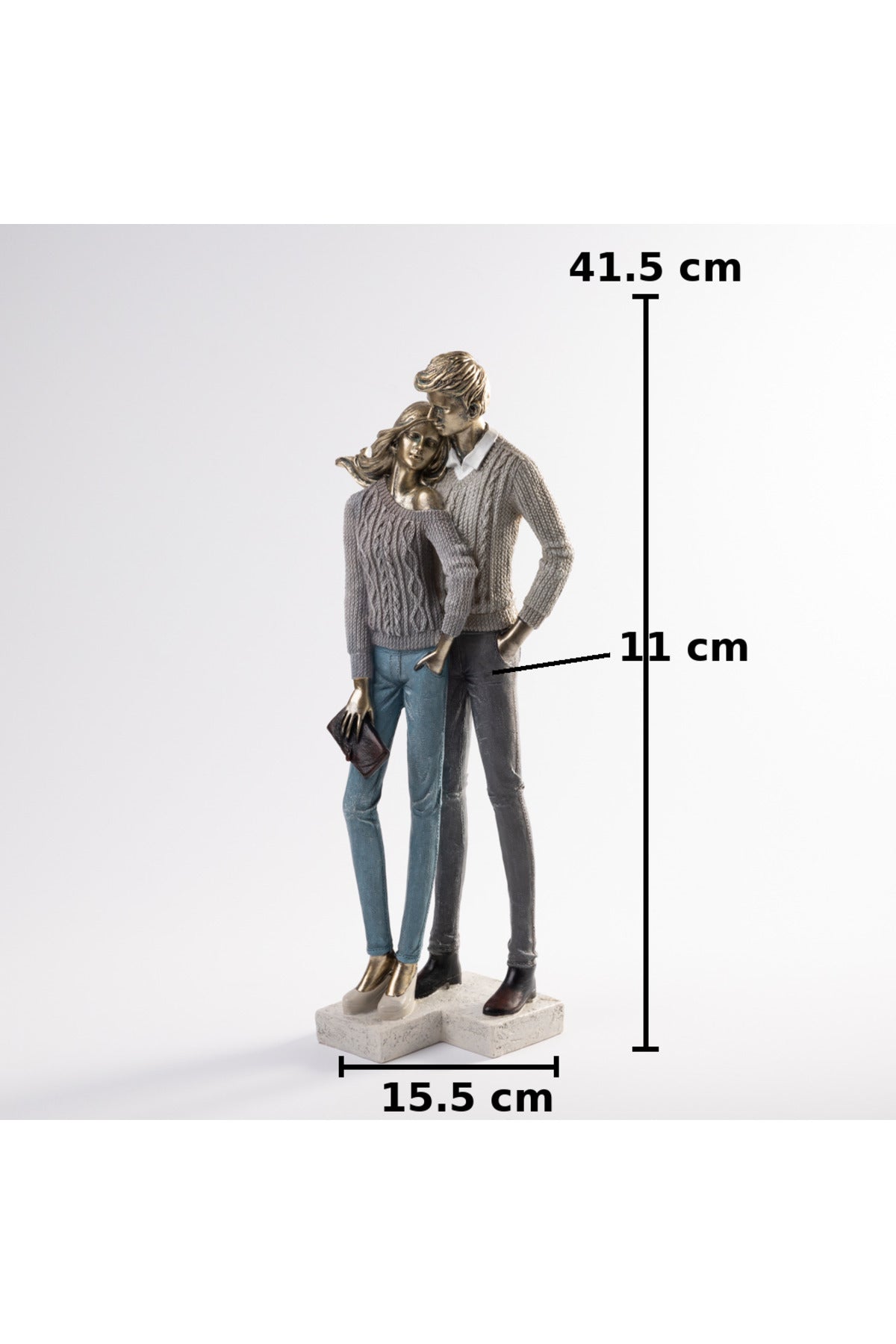Figurină decorativă cuplu elegant romantic, statuetă rășină 41.5 cm