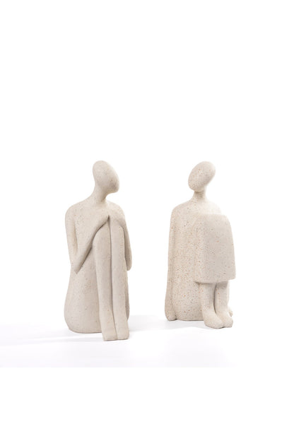 Set statuete „Dialog Tăcut” – finisaj piatră – 19 cm