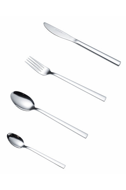 Set Tacâmuri modern 24 Piese pentru 6 persoane, Inox premium - Argintiu