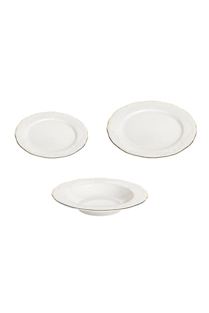 Serviciude masă din porțelan 18 piese Antic set farfurii6persoane decor elegant relief margine aurie