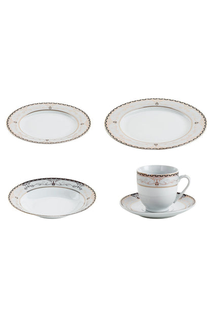 Serviciu de Masă 6 persoane Onyx Royal Gold din Porțelan , 30 piese, Design Baroc Negru cu Aur