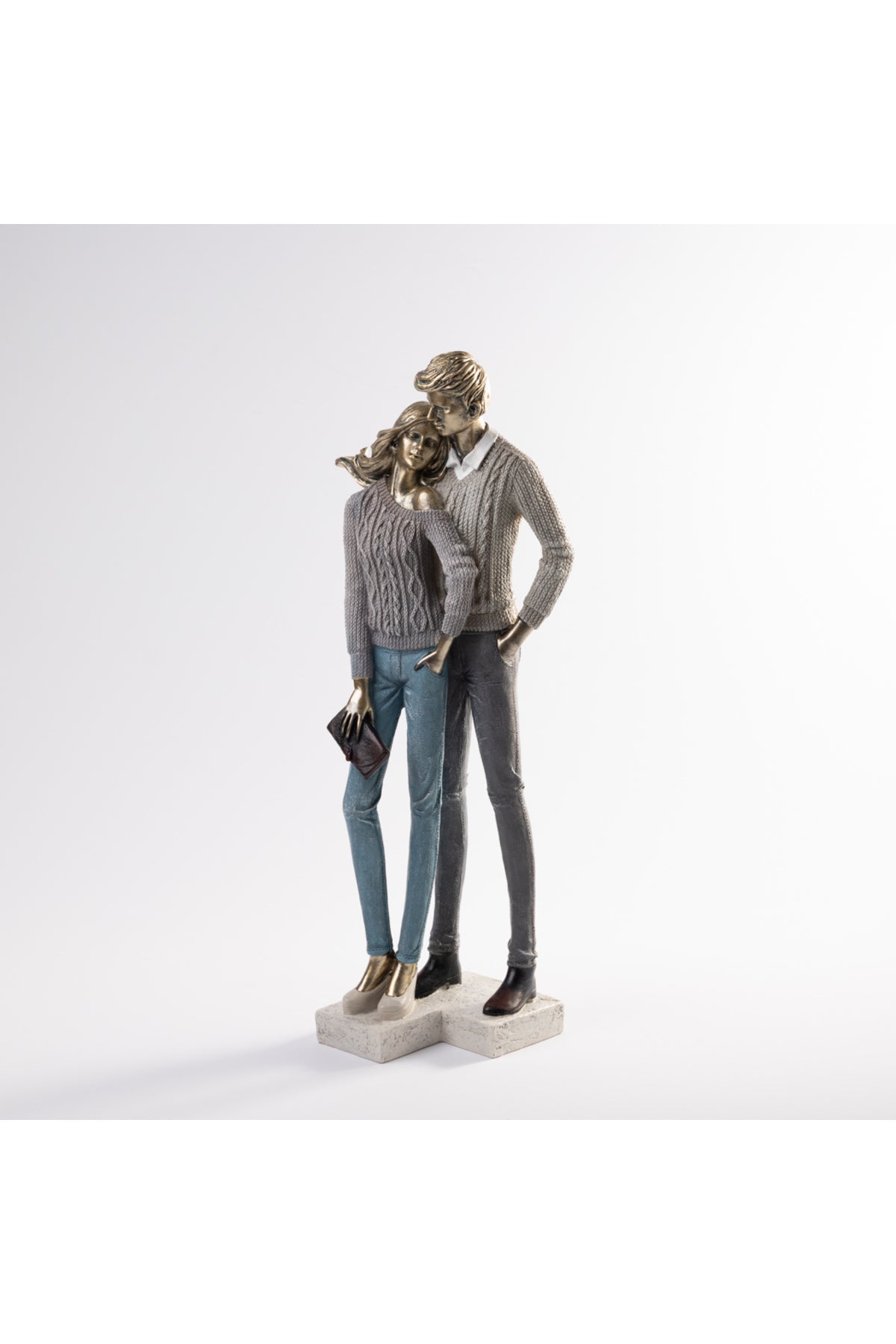 Figurină decorativă cuplu elegant romantic, statuetă rășină 41.5 cm