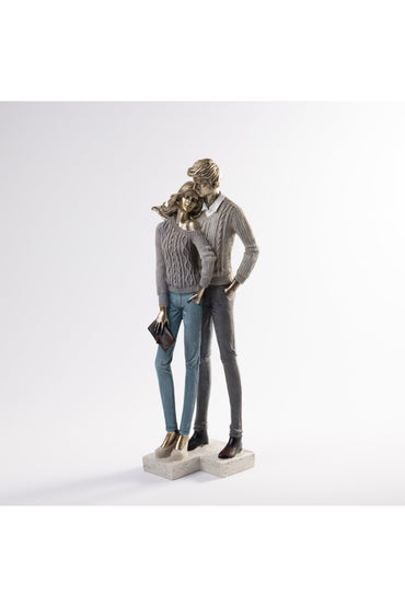 Figurină decorativă cuplu elegant romantic, statuetă rășină 41.5 cm