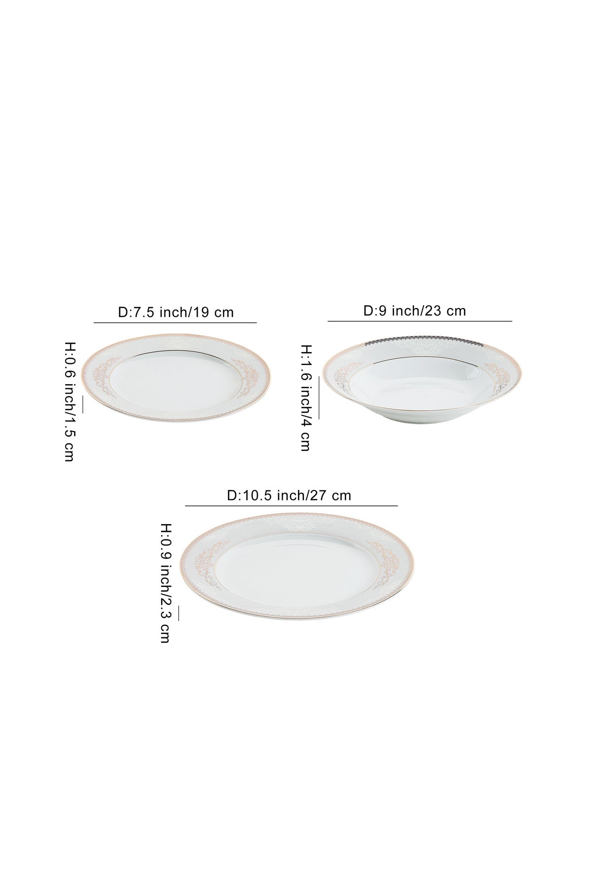 Serviciu de Masă 6 persoane Silver & Gold Filigree din Porțelan, 18 Piese, Design Baroc Bicolor