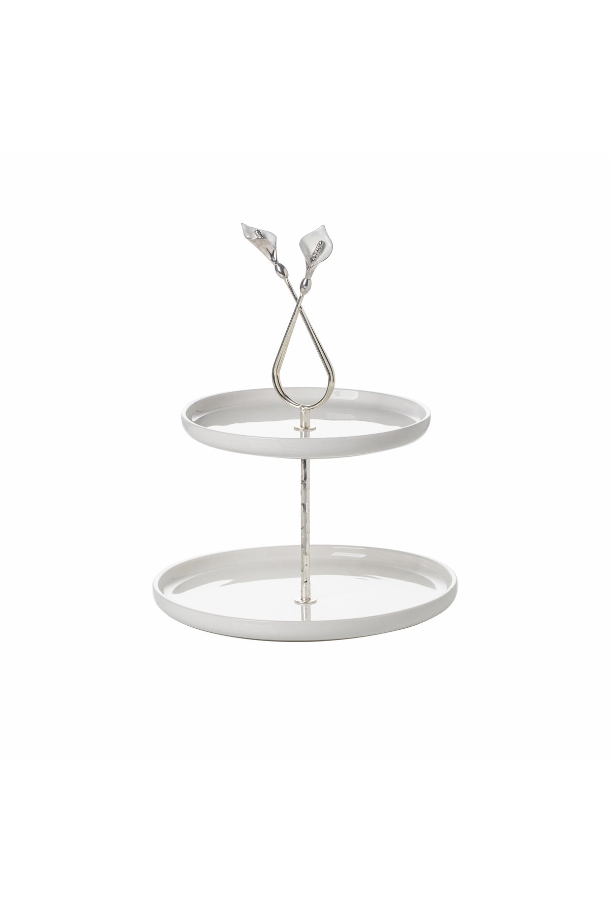 Platou etajat rotund Candy Bar din Porțelan cu Suport Metalic - 31.5 cm