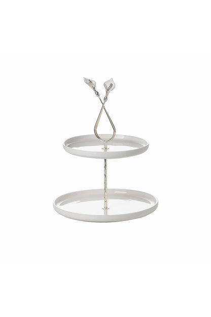 Platou etajat rotund Candy Bar din Porțelan cu Suport Metalic - 31.5 cm