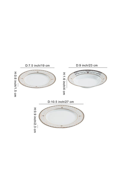 Serviciu de Masă 6 persoane Onyx Royal Gold din Porțelan , 18 Piese, Design Baroc Negru cu Aur
