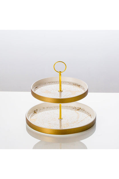 Suport Prăjituri Etajat din Porțelan, 2 Niveluri, 25 cm - Sprinkles collection