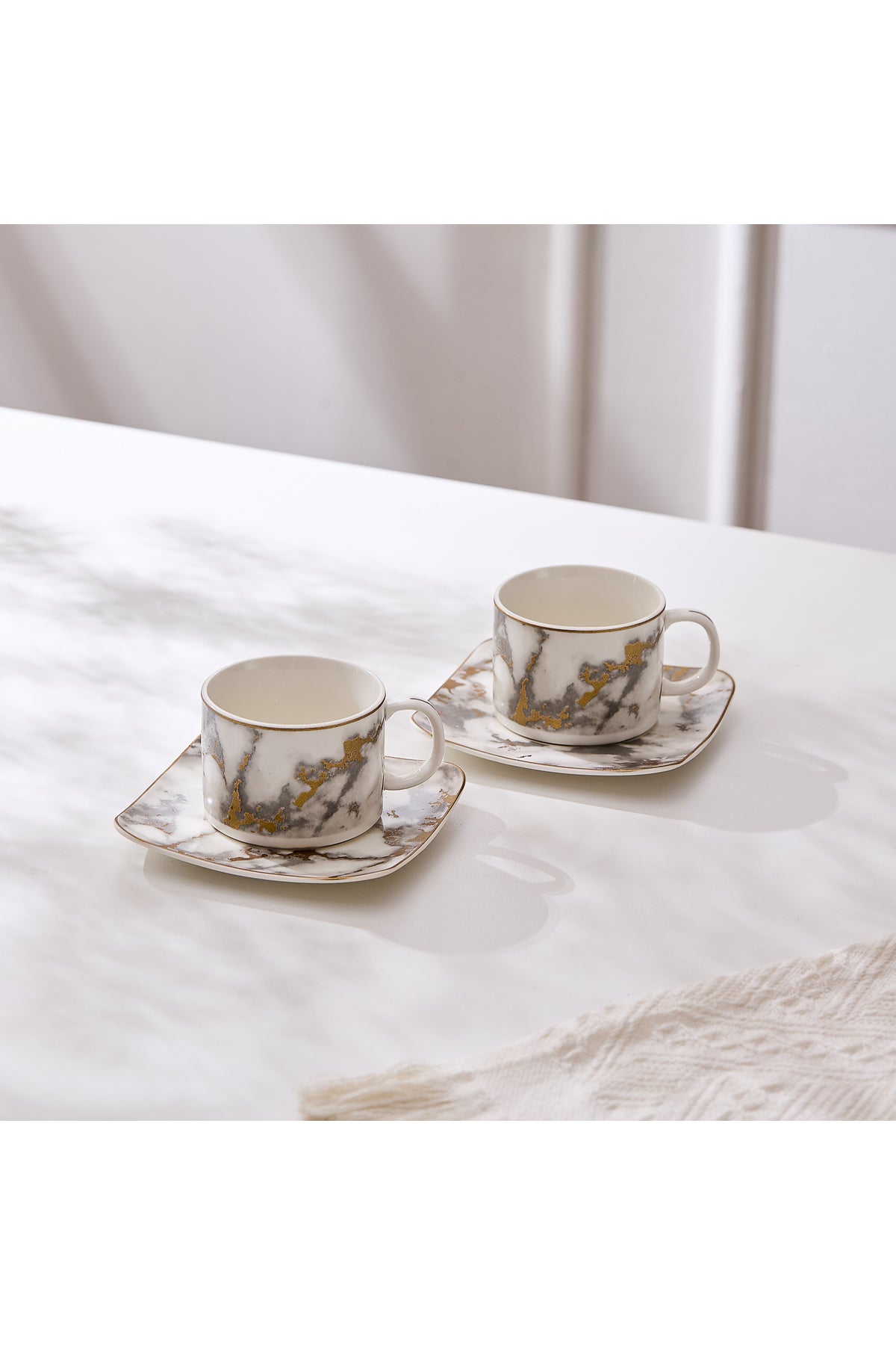 Set de 2 cești cu 2 farfurioare, 180 ml - Marmura