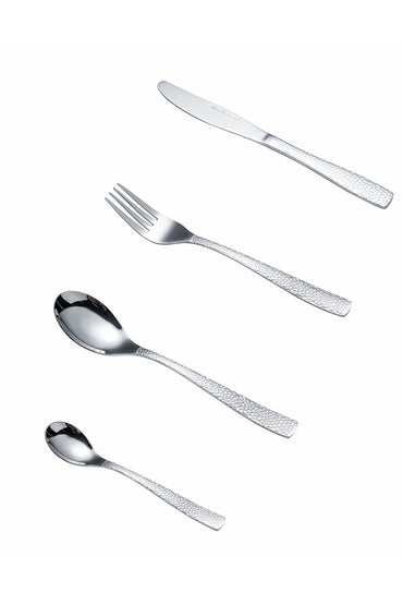 Set Tacâmuri 24 Piese pentru 6 persoane, Inox premium - Finisaj Argintiu Texturat