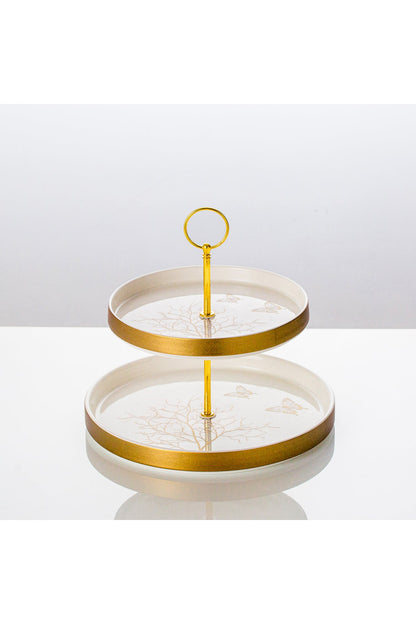 Suport Prăjituri Etajat din Porțelan, 2 Niveluri, 25 cm - Lifetree collection