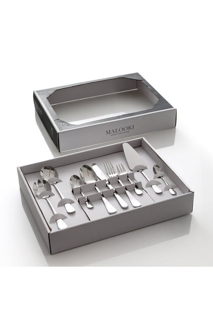 Set Tacâmuri 75 Piese pentru 12 persoane, Inox Premium–Argintiu, Set Complet cu Accesorii de Servire
