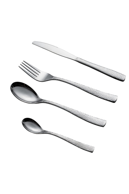 Set Tacâmuri 48 Piese pentru 12 persoane, Inox premium - Finisaj Argintiu Texturat
