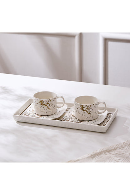 Set 2 cești cu 2 farfurioare și platou din porțelan, 180 ml - Sprinkles collection