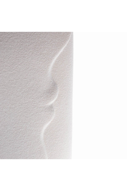 Vază Decorativă din Ceramică "Silhouette", Design Profil Uman, 30 cm - Alb mat texturat
