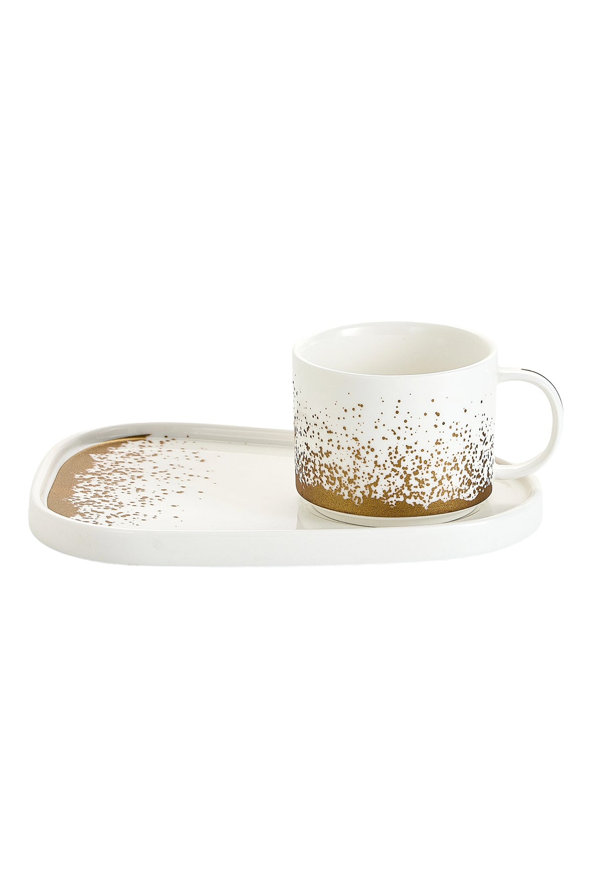 Set de 6 cești cu 6 farfurioare platou neuniform, porțelan, 220 ml - Snowing collection