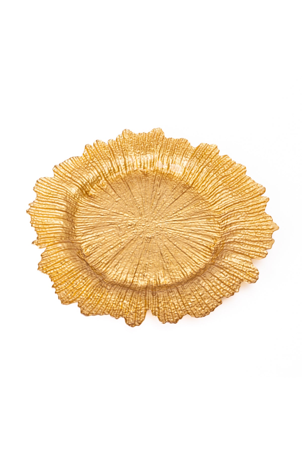 Farfurie Suport Sticlă Golden Petal – Model Texturat Auriu, 35cm