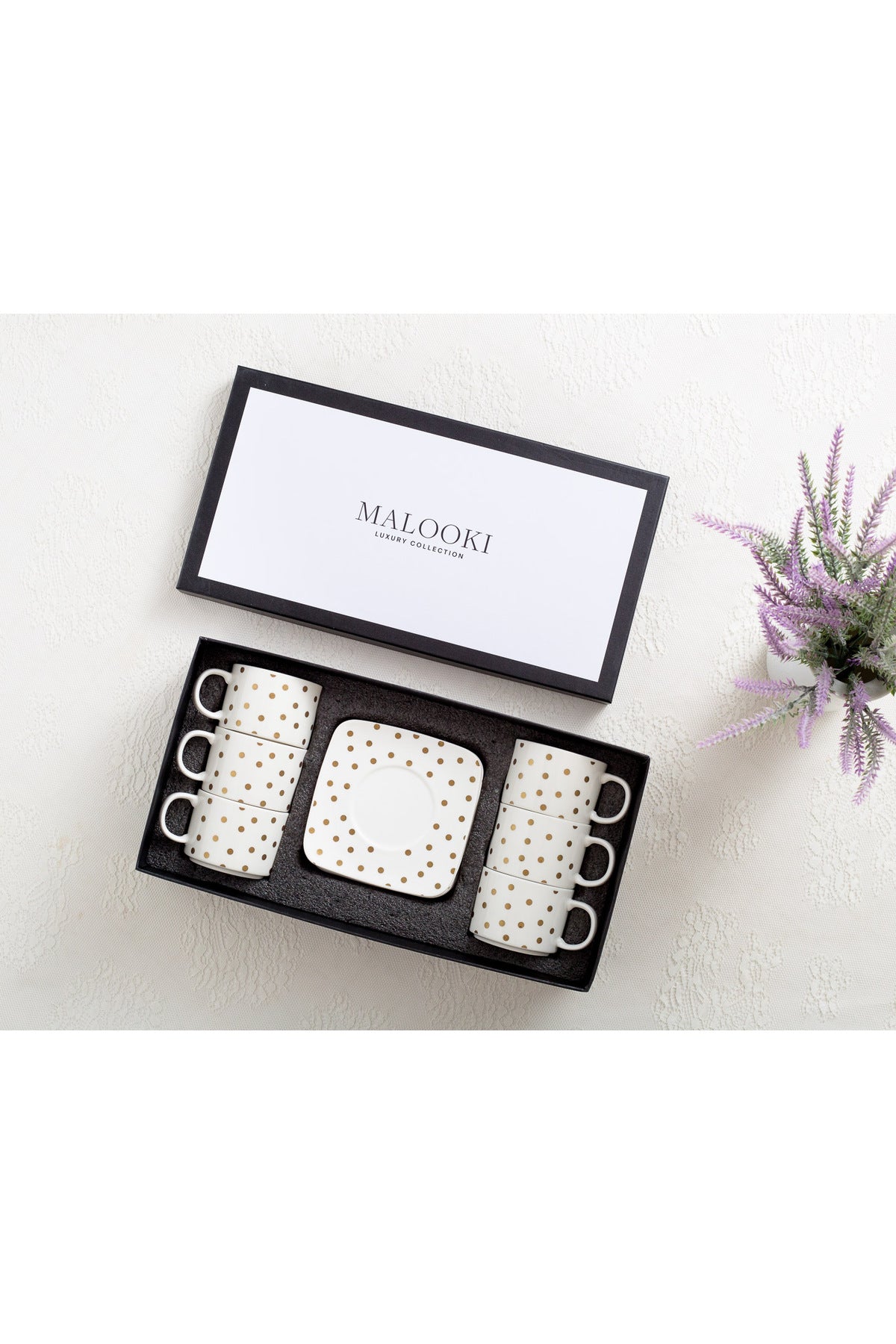 Set de 6 cești cu 6 farfurioare, 180 ml - Dotted Collection