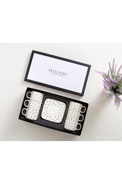 Set de 6 cești cu 6 farfurioare, 180 ml - Dotted Collection