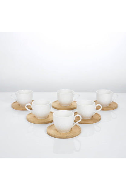 Set de 6 cesti de 200 ml, cu 6 farfurioare