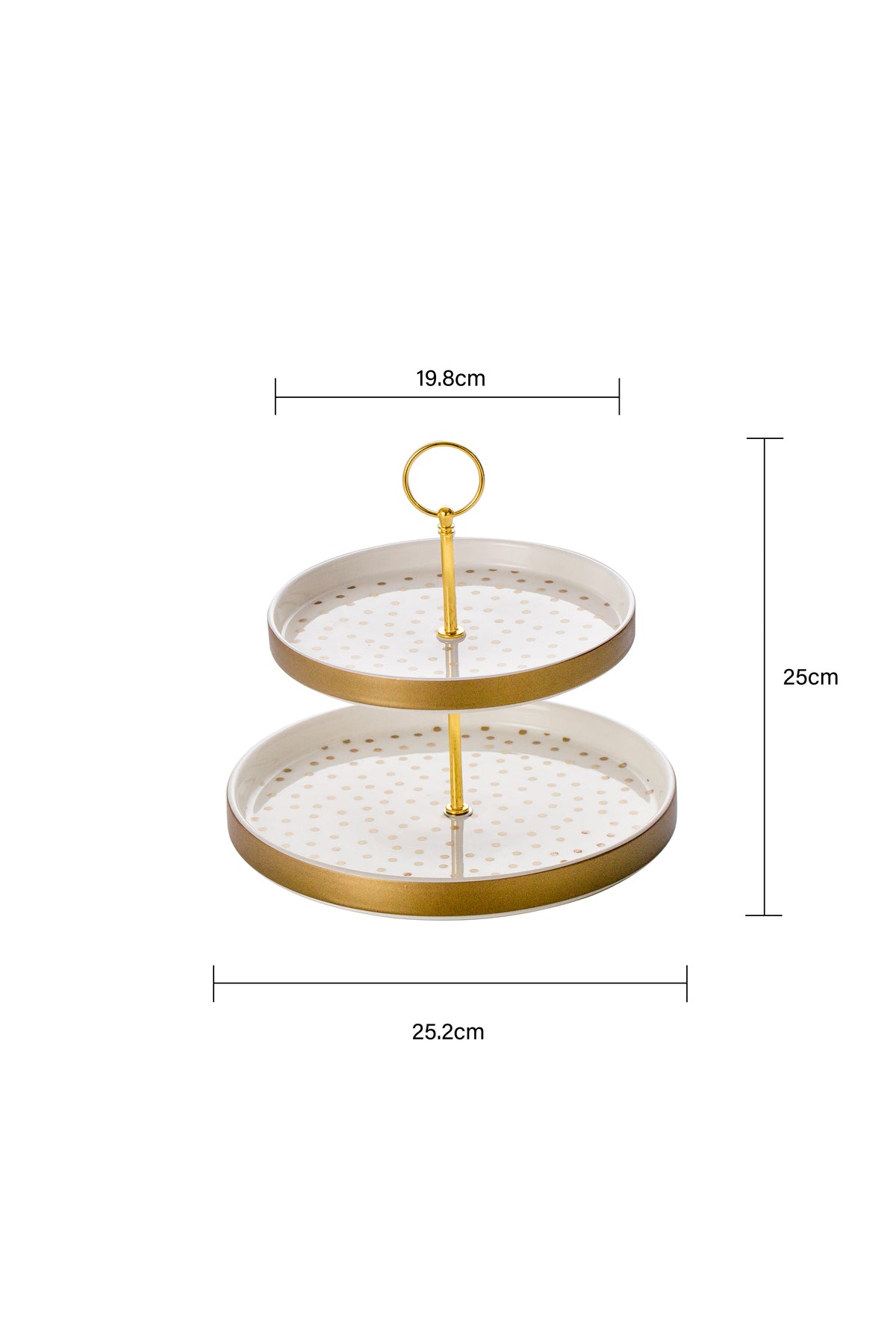 Suport Prăjituri Etajat din Porțelan, 2 Niveluri, 25 cm - Dotted collection