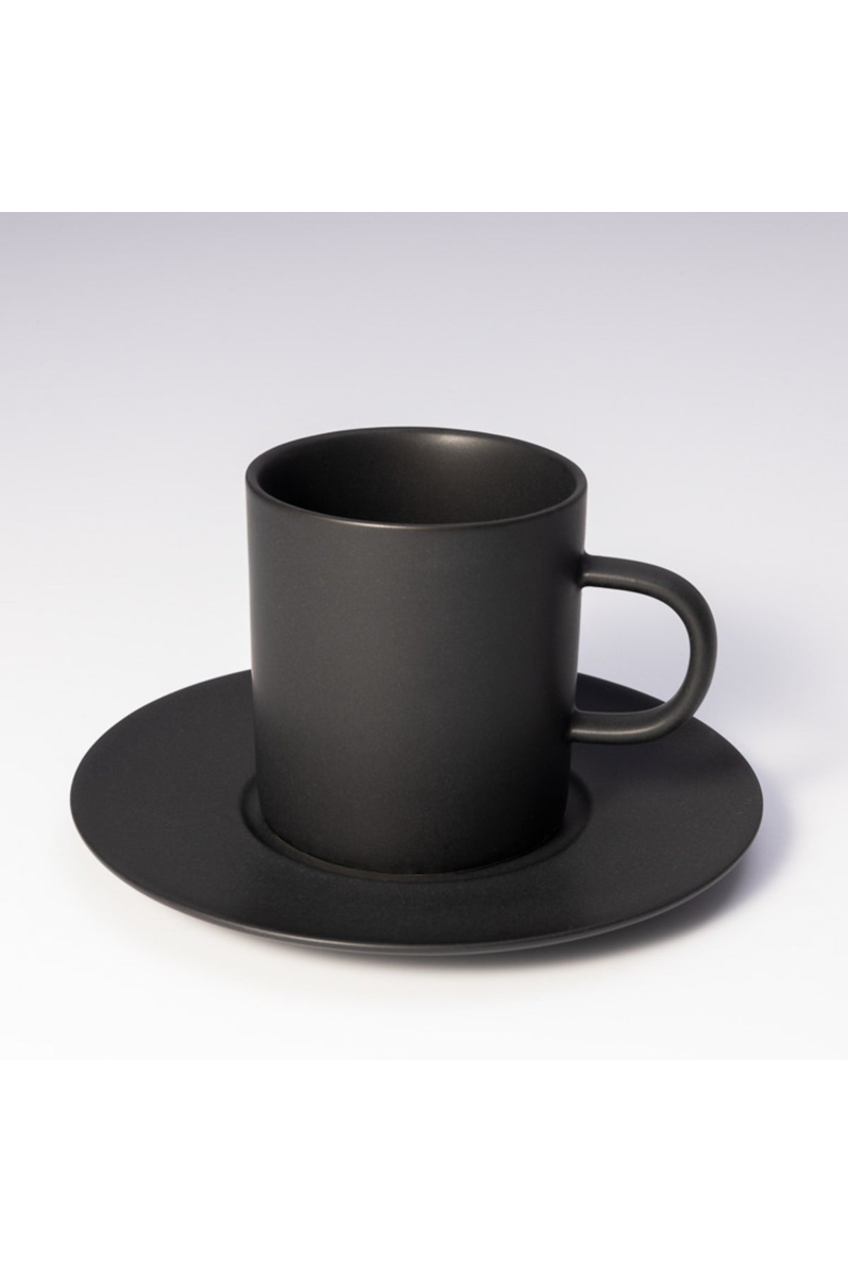 Set 6 Cești cafea cu Farfurioare din Porțelan, 200 ml – Negru Mat