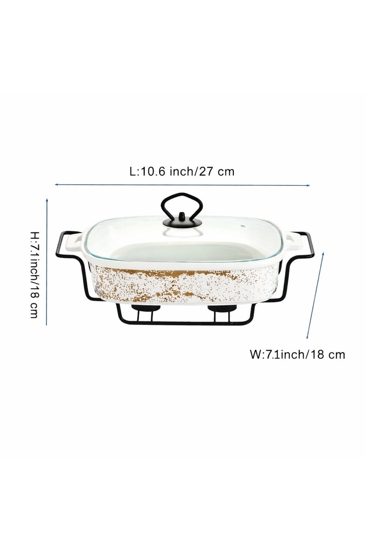 Vas de cuptor din porțelan cu suport încălzitor și capac sticlă, 27 cm - Sprinkles Collection