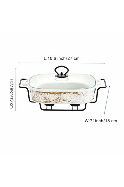 Vas de cuptor din porțelan cu suport încălzitor și capac sticlă, 27 cm - Sprinkles Collection