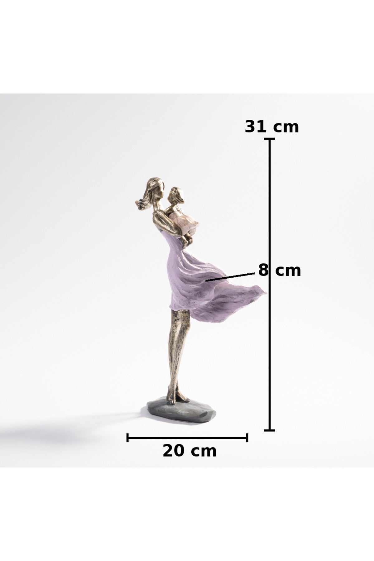 Figurină decorativă mamă cu copil, statuetă elegantă 31 cm