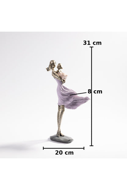 Figurină decorativă mamă cu copil, statuetă elegantă 31 cm