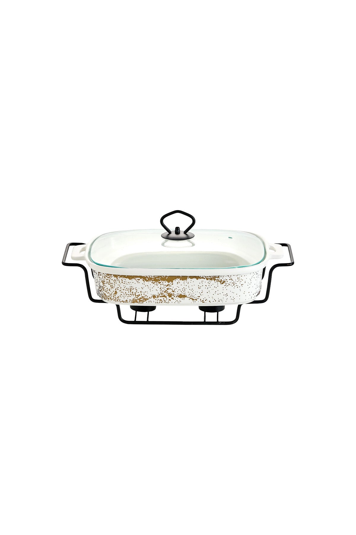 Vas de cuptor din porțelan cu suport încălzitor și capac sticlă, 27 cm - Sprinkles Collection