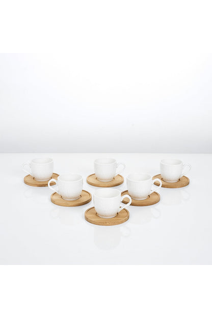 Set de 6 cesti de 90 ml, cu 6 farfurioare