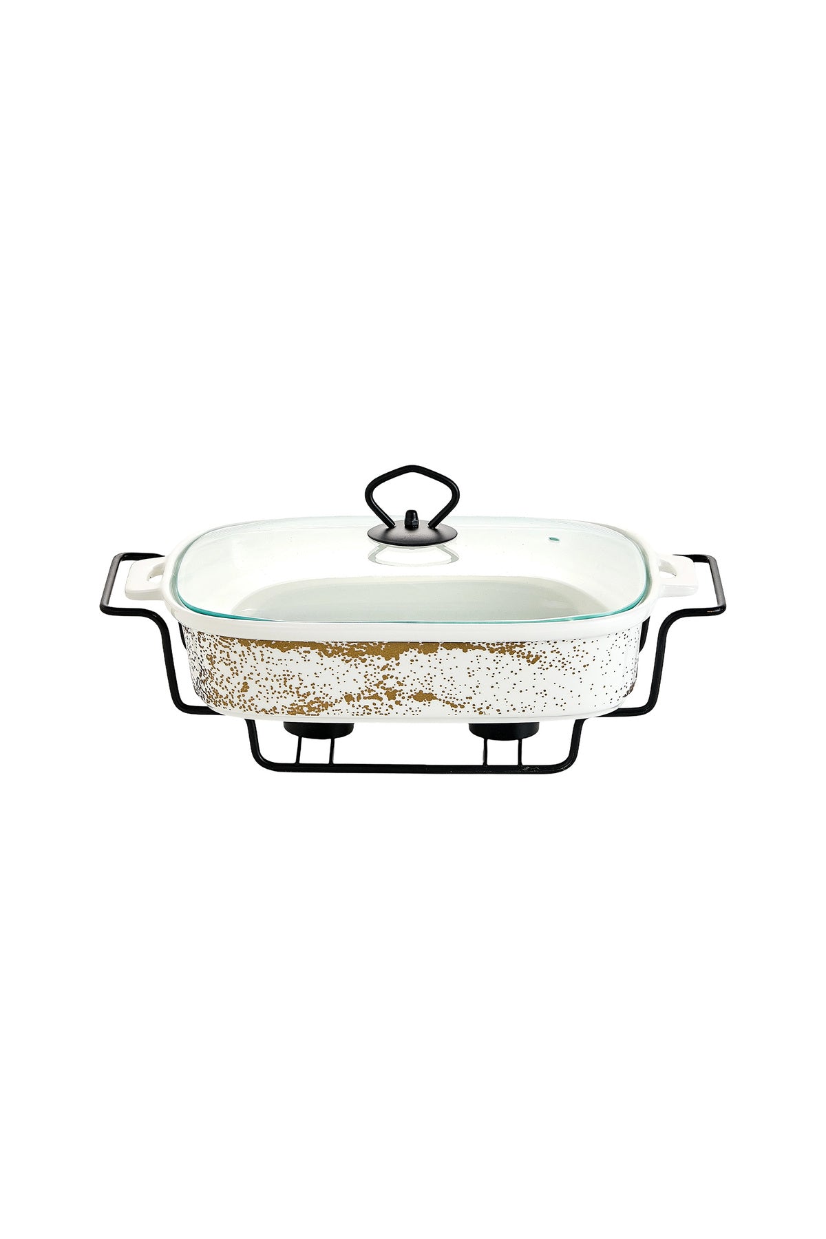 Vas de cuptor din porțelan cu suport încălzitor și capac sticlă, 32 cm - Sprinkles Collection
