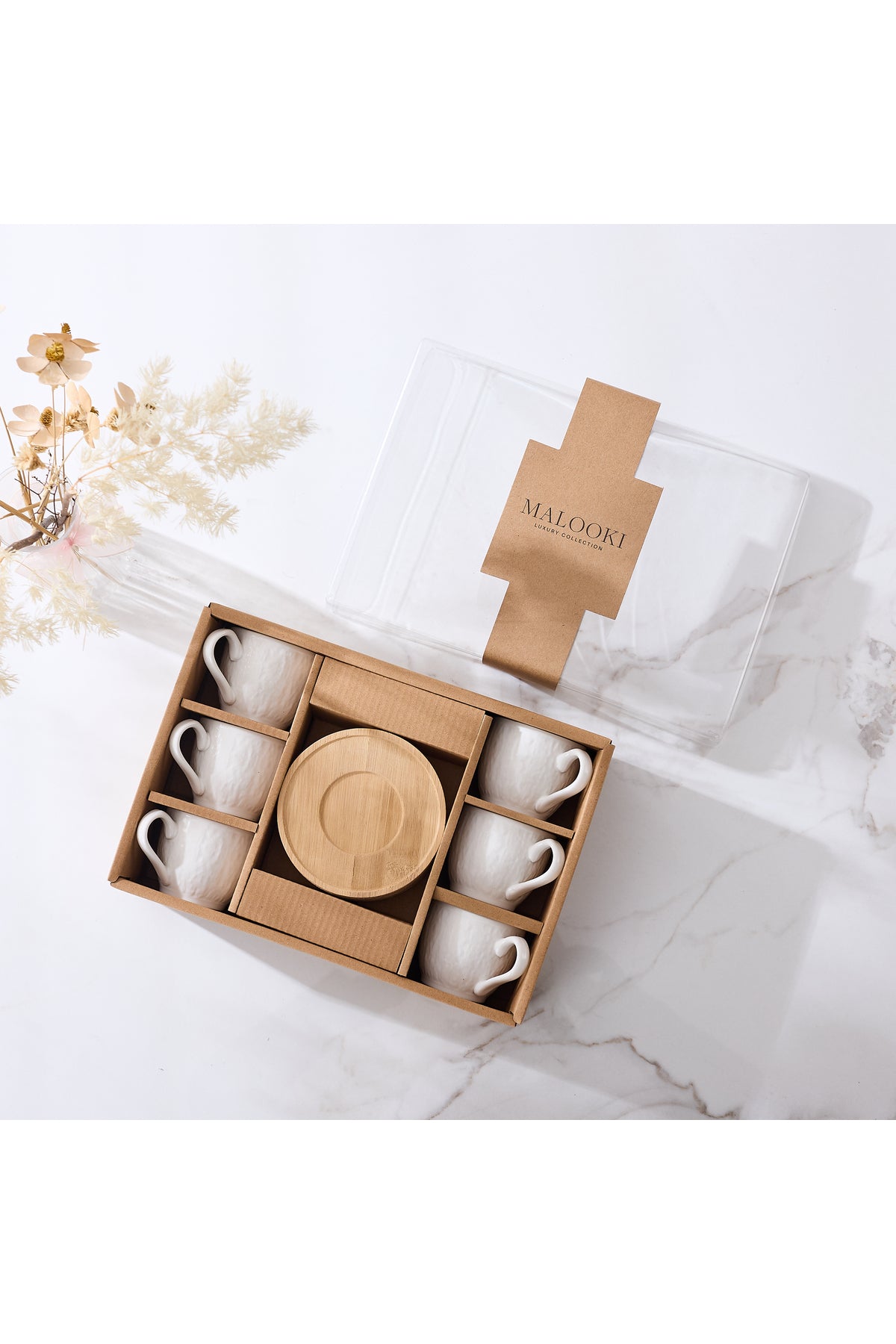 Set de 6 cesti de 90 ml, cu 6 farfurioare