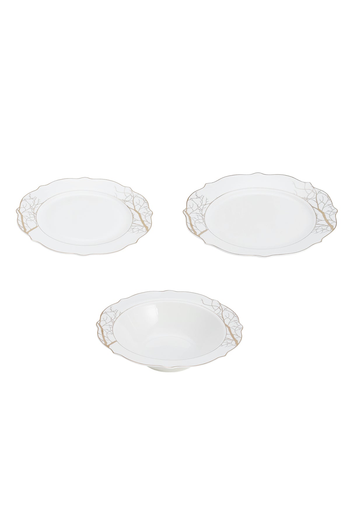 Set masă 18 piese porțelan Lifetree Lux, ramuri aurii bogate, 6 persoane