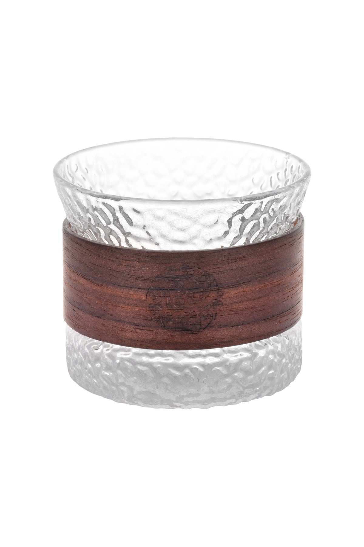 Ceașcă din Sticlă Texturată cu Protecție din Lemn, Design Japonez Zen, 150 ml